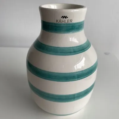 Kähler Design Omaggio Green & White Stripe Ceramic Danish Vase • £10