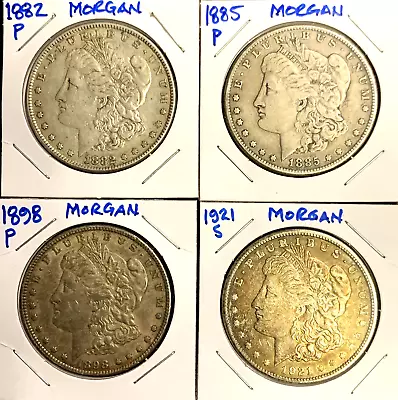 1882-1921🔥4 Diff Morgan Dollars Silver Coins ✨ Circ.🌞 • $139.95