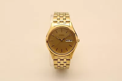 Vintage Seiko Mens Gold Watch Daydate Round 7N43-9048 May Need Battery  #103  • $37.39