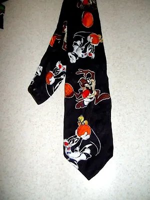 Vintage 90s 1996 SPACE JAM Neck TIE Michael Jordan Movie Taz  Tweety Sylvester  • $12.99