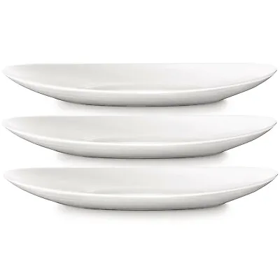 £8.95 • Buy Set Of 3 Prometeo 27 X 24cm White Oval Serving Plate Dining Platter Tableware