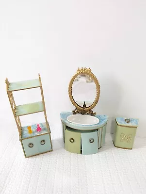 Vtg Ideal Petite Princess Patti Dollhouse Bathroom Sink Vanity Hamper Shelf  • $74.95