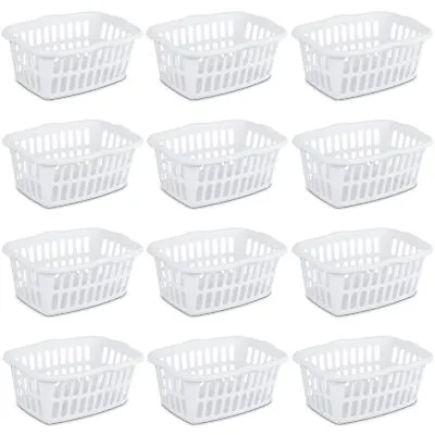 Sterilite 1.5 Bushel Rectangular Plastic Laundry Basket Bins White 12 Pack • $53.99