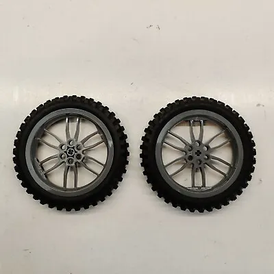 Lego Technic Motorcycle Wheel 75mm D X 17mm W/ Moto Cross Tires • $42.14