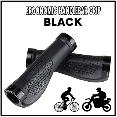 Rubber Bicycle Handlebar Grips Ergonomic Bike Grips Double Lock Handle Bar Black • $3