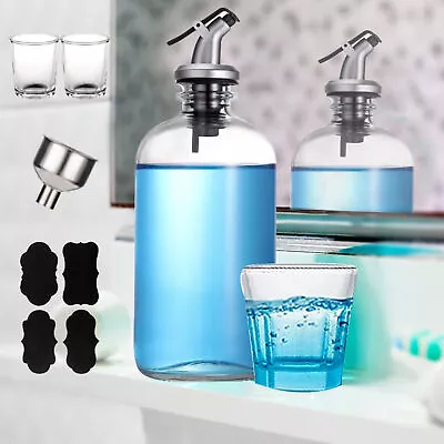 Bathroom Mouthwash Glass Dispenser Container Pump Bottle With Pour Spout • $33.66