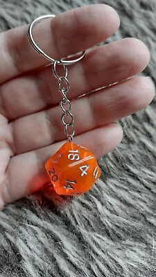 Dungeons And Dragons Orange Dice Silver Colour Keyring • £3.99