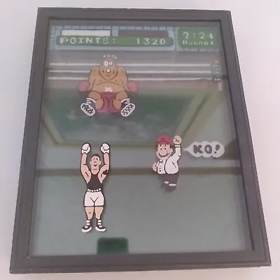 Punch Out NES King Hippo Handmade Shadowbox Fan Art Room Decor Glass Wood Frame • $98