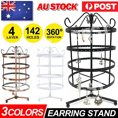 Earring Holder Stand Jewelry Display 4 Tier Hanging Rack Storage Metal Organizer • $15.85