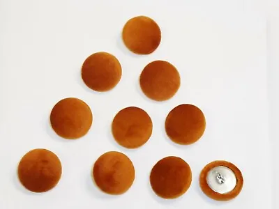 10 X Upholstery Buttons In BURNT ORANGE - Plush Velvet (Size: 25mm) • £4.95