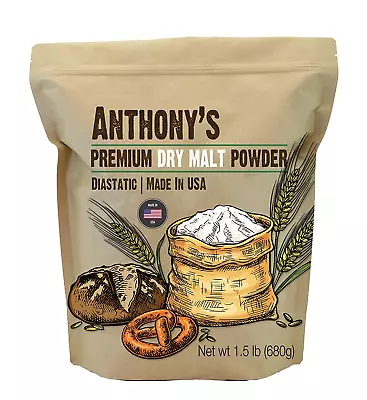 Anthony's Diastatic Dry Malt Powder 1.5 Lb Made In The USA Diastatic Malted • $18.10