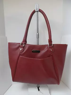 Franklin Covey Padded Briefcase Large Tote Purse Maroon Faux Leather 15 X 13 X 5 • $29.99