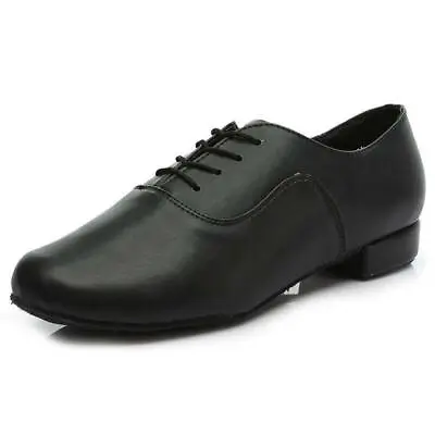 Men Boys Latin Dance Shoes Black PU Ballroom Jazz Shoes Indoor Dancing Low Heels • $46.05