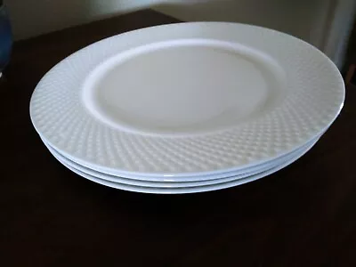 Lot Of 4 Mikasa Cheers Dots White Bone China Dinner Plates 11 3/8 ” EXCELLENT  • $39.95