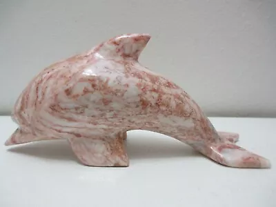 Vintage Carved Marble Stone Dolphin Figurine Or Paperweight 3 1/2  T 7 3/4  L • $27.89