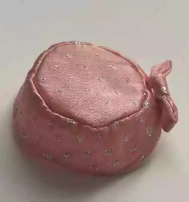 Vintage Barbie Satin Pak Pink And Silver Pillbox Hat • $23