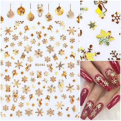 Nail Art 3D Decal Stickers Rose Gold Stars Moon DIY Nail Art Gel Polish Adhesive • $0.99