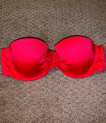 Victoria’s Secret Bikini Top 32C Red Strapless Bandeau • $15