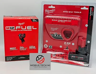 Milwaukee 2554-20 M12 FUEL 3/8  Stubby Impact Wrench XC4.0 Battery Charger Kit • $219.98