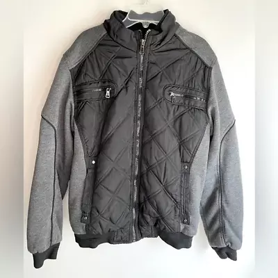 XB•NZ Size XXL Full Zip Partially Quilted Fleece Lined Black Gray Jacket • $28.93