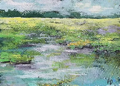 ACEO ATC Painting Print Abstract Marsh Seascape Art Trading Card Signed • $6.54