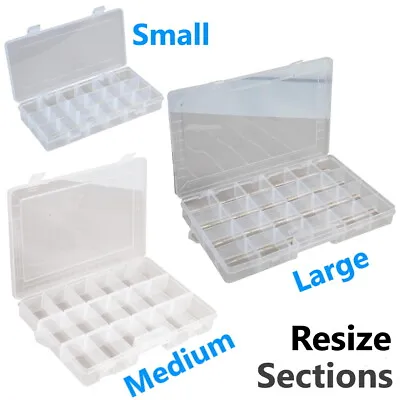 Storage Box Hard Plastic Adjustable Compartment Slot Plastic Craft Organizer • £6.95