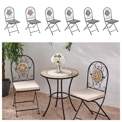 Sets Of 2 Mosaic Bistro Chairs Outdoor Garden Patio Furniture Cafe Restaurant • £95.95