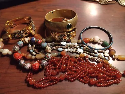 Vintage Jewelry Lot  Cloisonne - Carnelianglass  Beads - Silver - All Wearable • $39