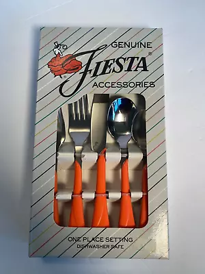 Sale!!!! Vintage Fiestaware Flatware 5 Piece Set New In Box Coral/ Pink Color • $49