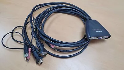 Belkin 2-Port USB KVM Switch W/Audio & Built In Cables • £20