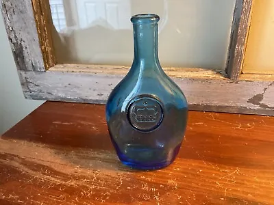 Vintage Wheaton Blue Glass Bottle With Crown Design 5.5  Tall • $13.99