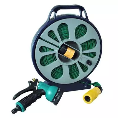 15m Lay-Flat Garden Hose Pipe With Storage Cassette • £14.25