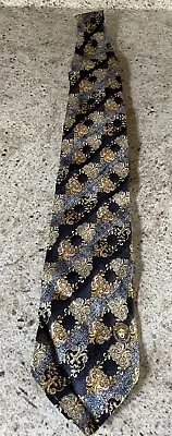 Vtg Gianni Versace Medusa Baroque Men's 100% Silk Blue & Gold Tie Italy 58  • $85