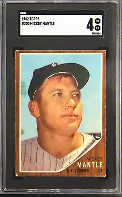 1962 Topps #200 Mickey Mantle SGC 4 • $399.99