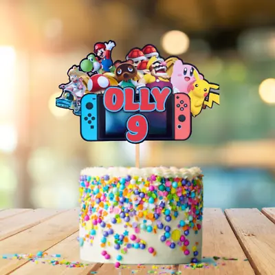Personalised Nintendo Switch Cake Topper- -Birthday Name And Age • £4.99