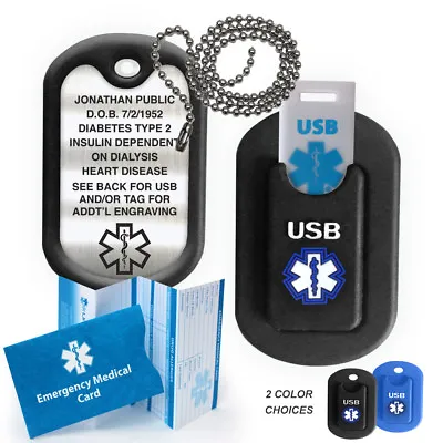 INFORMER Medical Alert Dog Tag And 2GB USB.  Waterproof. Custom Engraved • $60.95