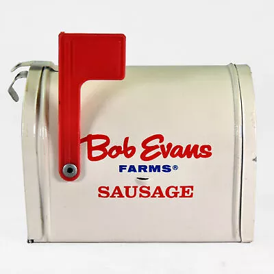 Vintage Tin Metal Bob Evans Farms Mailbox Piggy Coin Bank Toy Working Flag Lock • $15.67