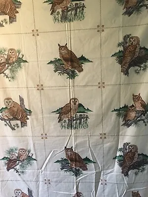 Vintage Owl Fabric Yards Quilt Sew Applique Pillow Owls Great Horned Saw Whet  • $60