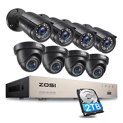 ZOSI 5mp Lite 8CH DVR 1080p Security Camera System Outdoor H.265+ Home CCTV Kit • $259.99