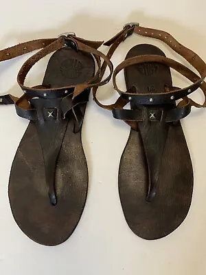 Calle Mas Calle Artwear Handmade Gladiator Sandals Brown Leather Women 39 US 8.5 • $35