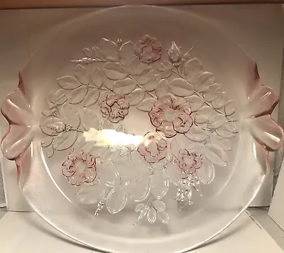 MIKASA Pink Rosella Walther Crystal Fluted Round Platter VTG W Germany 13.5x14.5 • $19.50