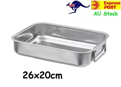 IKEA KONC Stainless Steel Roasting Tin 26x20cm Baking Pan Tray BBQ Cook Top • $27.99