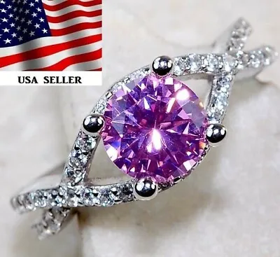 2CT Pink Sapphire & Topaz 925 Sterling Silver Ring Jewelry Sz 7 IB1-1 • $30.99