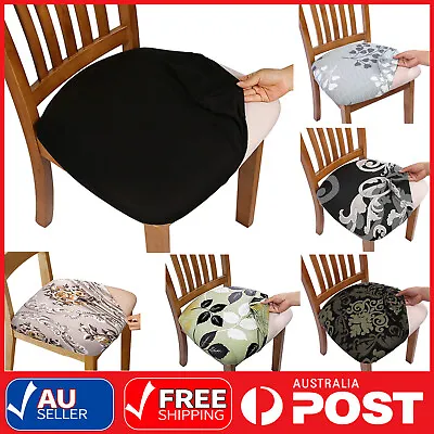Stretch Dining Chair Seat Covers Removable Seat Cushion Slipcovers Protector AU • $6.99