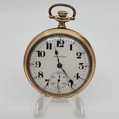 1919 BEAUTIFUL HAMILTION 21j MODEL 2 992 SOLID GOLD Center Wheel HINGED CASEBACK • $404.15