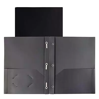 Black 3-Prong Plastic Folders With Pockets 2 Pack 3 Prong Folders With Labels... • $14.90