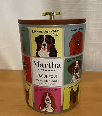 NWT! Martha Stewart Dogs 16oz. I Woof You Scented Soy Candle Dble-Wick W/Lid 6” • $22.95