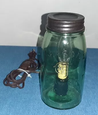 Masons Jar Pat. Nov 30 1858 Green 1 Quart Glass Lamp Light Nice • $35.20