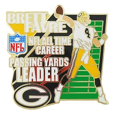 2007 Brett Favre Green Bay Packers All Time Career Passing Yards Leader Logo Pin • $8.05