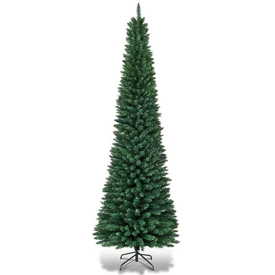 7Ft PVC Artificial Slim Pencil Christmas Tree W/ Stand Home Holiday Decor Green • $64.99